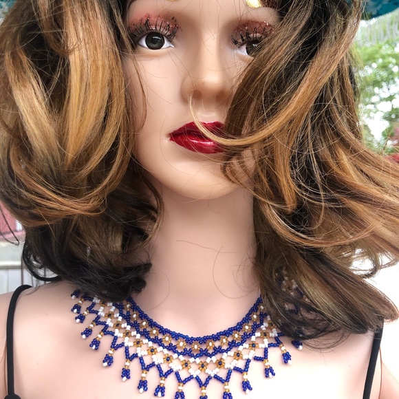 Vintage cleopatra indian seed bead necklace collar - Picture 6 of 9